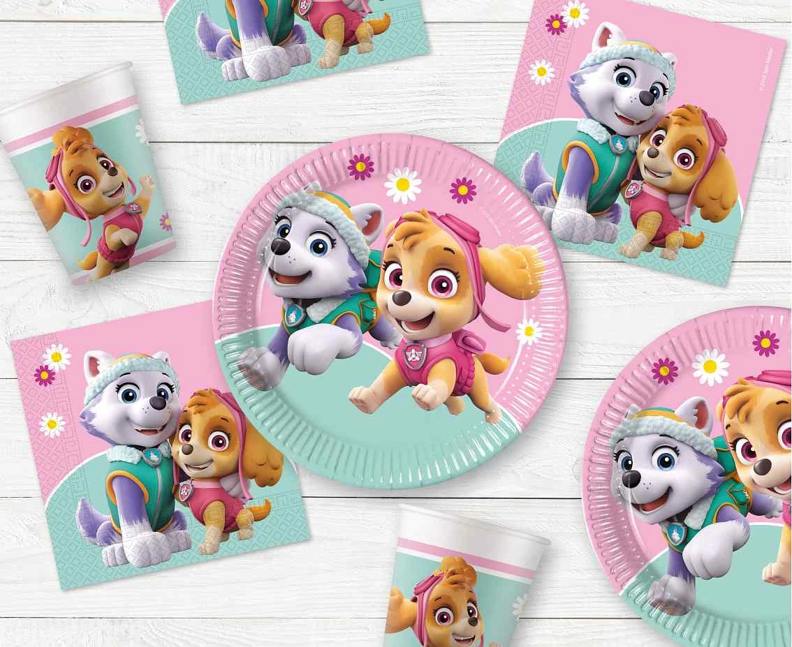 Talerzyki papierowe Paw Patrol Skye & Everest (Nickelodeon), next generation, 23cm, 8 szt. (plastic-free)
